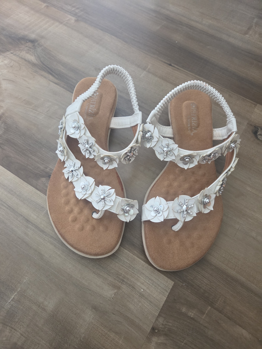 White Floral Embellished Women’s Sandals By Patrizia
